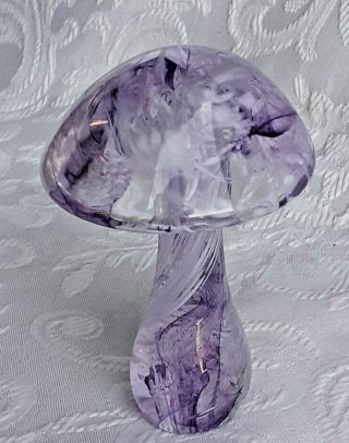 Heron Glass Rare Purple Swirl Mushroom - Label On Base - Gift Box - Made In Uk