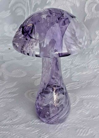 Heron Glass Rare Purple Swirl Mushroom - Label on Base - Gift Box - Made in UK 2