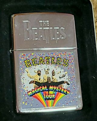 The Beatles Zippo Lighter In Tin Unlit Magical Mystery Tour Great Shape