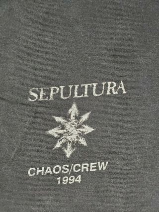 Sepultura 1994 Chaos Ad Crew Tour Shirt - Youth Against Nazi Cops Ultra Rare