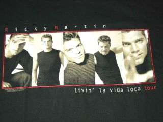Ricky Martin Livin La Vida Loca Tour Concert T - shirt Size M Black NOS NEVER WORN 2