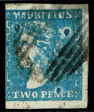 Mauritius 1859 Sg43a 2d Blue Dardenne Fine Printing Flaws Vgu Cat.  £950.  00