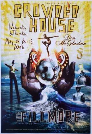 Crowded House Concert Poster 2008 F - 946 Fillmore