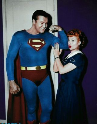Superman Meets Lucille Ball George Reeves Color 8x10 Photo