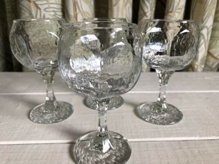 4 Libbey Chivalry Clear Wine Goblet Glass Balloon Set 5 - 3/8 " Rock Sharpe Vtg Euc