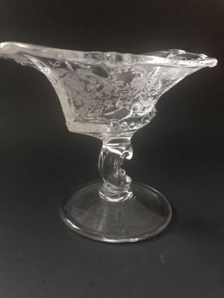 Heisey Vintage Etched Glass Orchid Pattern Compote