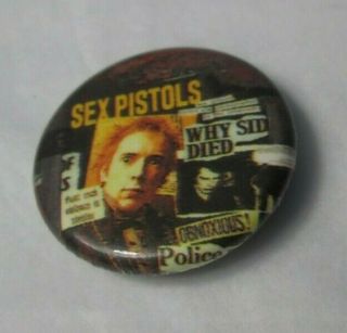 Sex Pistols Sid Vicious Vintage 1980s Us 32mm Badge Pin Button Punk Wave
