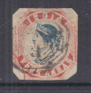 India,  1854 Qv 4a.  Blue & Red, .