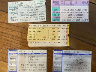 Elton John Concert Ticket Stub August 12,  1976 Madison Square Garden Plus 4 More