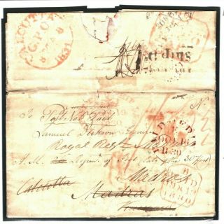 Gb Scotland Edinburgh Cover India Military 30th Foot 1830 Paid Ship Letter M121