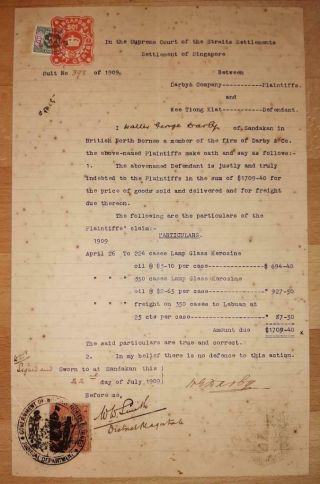 Straits Settlements Document Singapore North Borneo British Protectorate Revenue