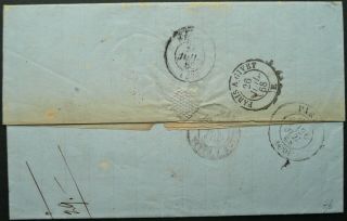 MALAYA 12 JUN 1868 STAMPLESS POSTAL ENTIRE FROM PENANG TO RHEIMS,  FRANCE 2