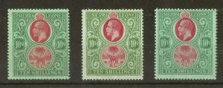 (d) Sierra Leone 1912 - 27 Gv 10/ - X 3 Sg127a/127b & Sg146 Cat£480