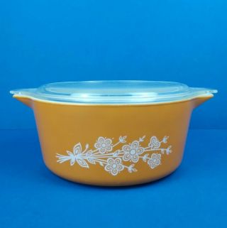 Vintage Pyrex - Gold Butterfly (2.  5 Liter) Casserole Baking Dish With Lid 475 - B