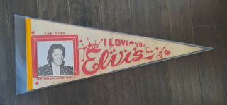 Rare Vintage Elvis Presley Pennant,  Photo " The King Of Rock And Roll " Guitar