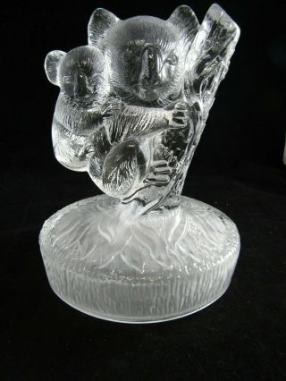 Vintage Art Glass - Large Glass Koala Bear With Baby Figurine 4.  5 " X 5.  5”