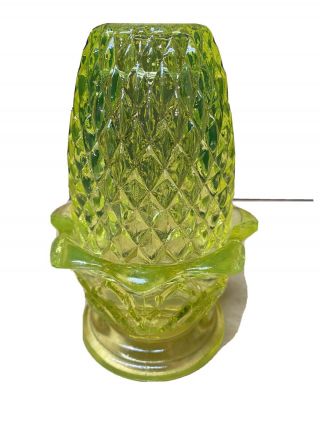 Green Vaseline Glass Fairy Lamp Votive Candle Holder Uranium