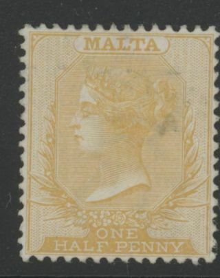 Mat0112 Malta Qv 1863 - 81 Sg9 Golden Yellow ½ D Mounted