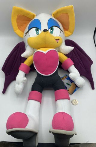 Sega Sonic The Hedgehog Rouge The Bat 20” Plush Doll Video Game Figure Rare