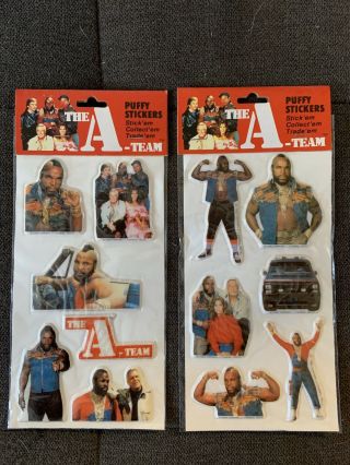 Vintage The A - Team Puffy Stickers Mr.  T.  2 Sheets.  Still