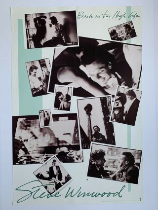 1986 Steve Winwood Back In The High Life Promo Poster 23” X 35”