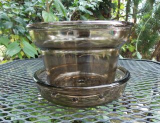P - H - 7 Corning Usa Amber Brown Glass Plant Flower Pot With Saucer