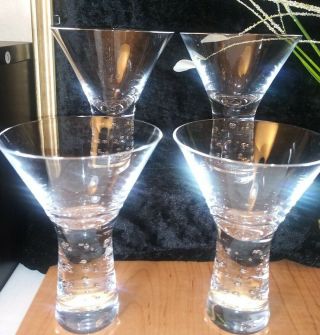 Set Of 4 Controlled Bubbles Stem Martini Glasses