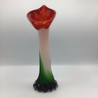 Murano Style Jack In The Pulpit Art Glass Vase 12”