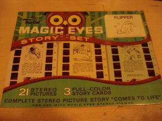 Vintage Tru - Vue Magic Eyes " Flipper " 3 Full Color Story Cards,  21 Views,  Misp