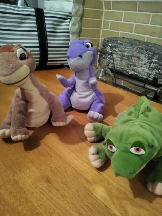 The Land Before Time Littlefoot,  Spike,  And Chomper 9” Bean Bag Plush Set Of 3