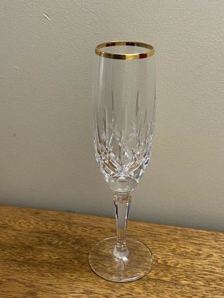 1 Gorham Cut Crystal Lady Anne Gold Flute Champagne Glass Marked 8 5/8 " Euc
