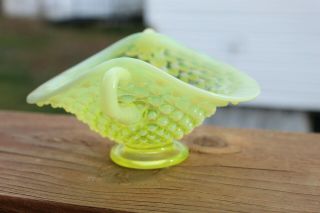 Vintage Fenton Hobnail Opalescent Rimmed Yellow Glass Candy Dish