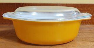 Vintage Pyrex 043 Orange Solid Casserole Dish 1 - 1/2 Qt Quart With Lid