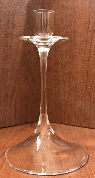Single Orrefors Gabriel Clear Crystal Candlestick 7 1/4 Inches Tall