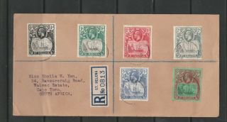 St Helena 1930 Registered Cover To South Africa With Ship,  6 Stamps To 5d,  Typed