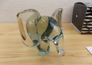 Hand Blown NGWENYA Glass Elephant Figurine Paperweight Kingdom of Swaziland 4.  5 
