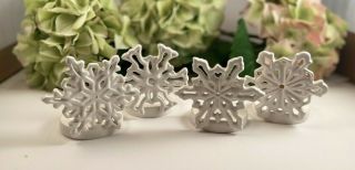 Nib Princess House Snow Flurries Ceramic Tealight Holder Set Of 4 1380