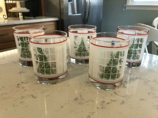 5 Double Old Fashioned Glass Tumbler Waechtersbach Christmas Tree Frosted Window