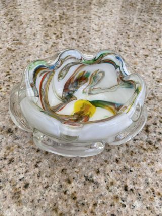 Vintage ? Murano Glass/ashtray/candy Dish/bowl With Stunning Colors