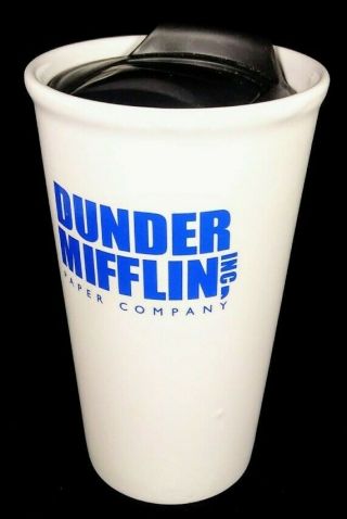 The Office Dunder Mifflin Paper Company Ceramic Travel Coffee Cup 2019.