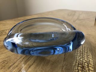 Mid Century Blue Art Glass Ash Tray Bowl Per Lutken Holmegaard