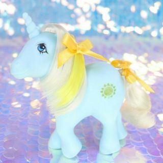 Vintage My Little Pony Sunbeam Green Unicorn Gold Sun Italy G1 Mlp Bh533