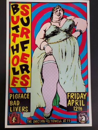 1991 Butthole Surfers Pigface The Unicorn Houston Frank Kozik Poster 11 " X16.  5
