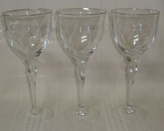 Lenox Rhythm Platinum Twisted Stem Wine Glasses 8 3/8 " Tall Set Of 3 Glasses