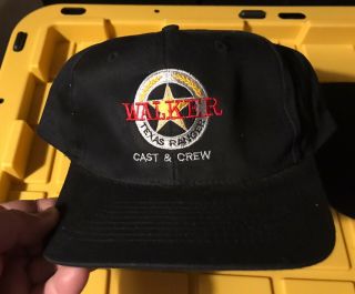 Walker Texas Ranger Cast & Crew Black Hat Vintage Pre - Owned Great Shape Tv Show