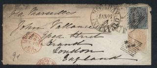 India 1863 Qv Cover Bombay To England - Scarce Cancels