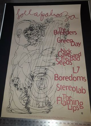 Lollapalooza Promo 94 Poster " Green Day,  Flaming Lips,  Breeders,  Nick Cave "