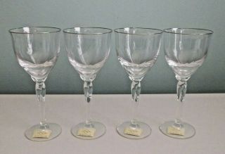 Lenox Rhythm Platinum Water Goblets Crystal Wine Glasses Stemware Set Of 4