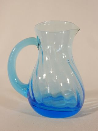 Vintage Retro Bright Blue Art Glass Swirl Small Milk Cream Jug Studio