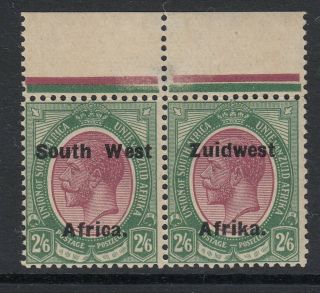 South West Africa Kgv 1923 Bilingual Pair Ovpt 2/6 Purple & Green - Mnh - Sg37